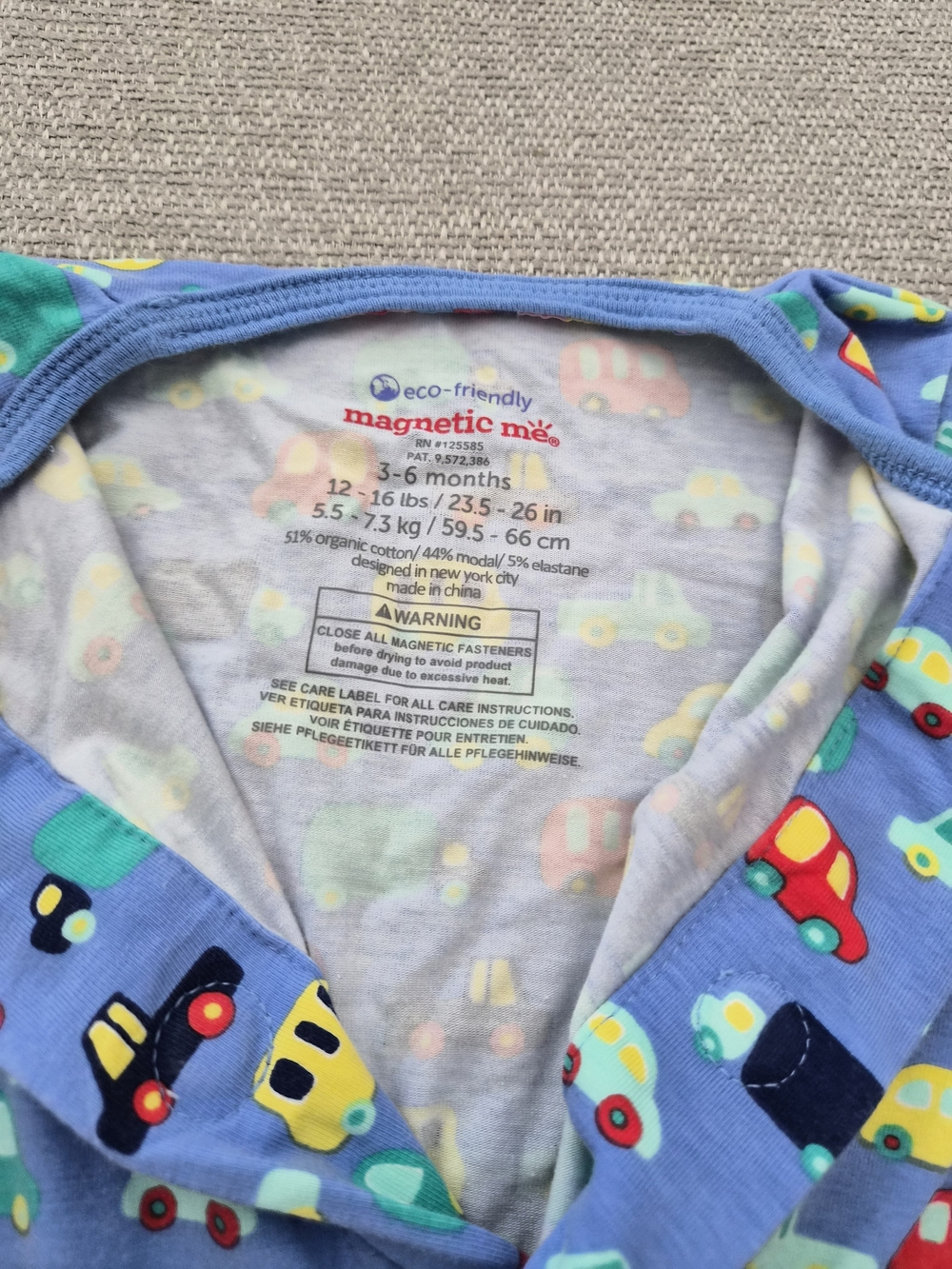 Magnetic Me Blue Vehicle Print Footed One-Piece - Picture 2 of 2